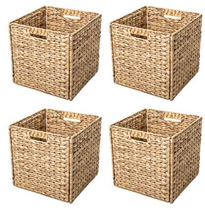 Opvouwbare Hyacint Opbergmanden (set van 4) met ijzeren draadframe