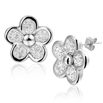 Montebello Oorbellen Brachia - 316L Staal PVD - Bloem - ∅17mm