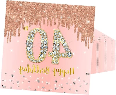 40ste Verjaardag Servetten - 20 Stuks Roze Goud, Feestelijke Tafelaccessoires, Papieren Eten en Drinken Decoraties voor Vrouwen, Verjaardagsfeest Decoratie