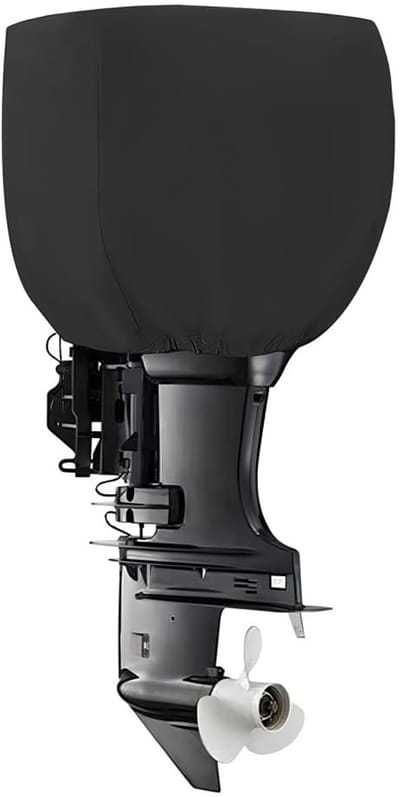 Dailygoods- Buitenboordmotorhoes Waterdicht - Half-omwikkelde Motor Cover - Trekkoordontwerp - 420D Oxford Doek - Slijtvast - Bescherming tegen Weer - Motorcover