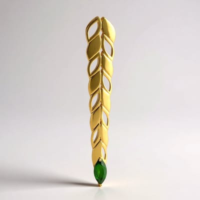 Cavill - Zilveren Hanger - 925 Sterling Zilver Verguld - Russische Diopsied 0,24 ct Marquise - Elegant Botanisch Design Groen - 40x7 mm