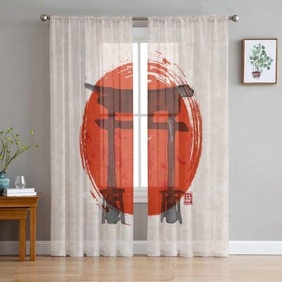 Kimono Japanse Vrouwelijke Geisha Gordijn Voor Woonkamer Transparante Tule Gordijnen Raam Sheer Voor De Slaapkamer Accessoires Decor W135 x H114cm