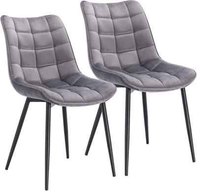 Happyment Luxe Eetkamerstoelen - Velvet Lichtgrijs - Woonkamerstoelen - Keukenstoelen - Kuipstoel - Set van 2, 4 of 6