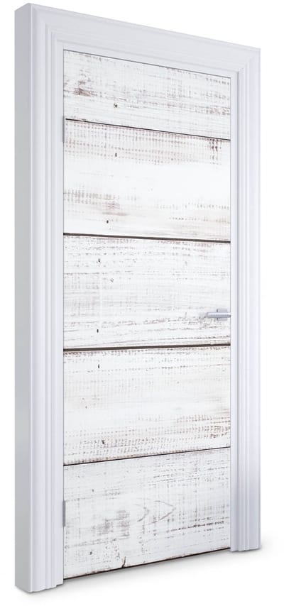 Wallfluent Deursticker - Witgekalkte planken Deur Sticker - 85 x 205 cm - Romig Deurfolie - Moderne Deur Sticker - Imitatietextuur Deur plakfolie - Deursticker voor de Woonkamer - Deurposter