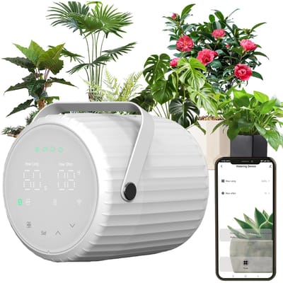 Slim Automatisch Bewateringssysteem Plantenbewateraar voor 5+ Potplanten APP Spraakassistent Bediening wit