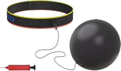 Boksbal met hoofdband - Trainingsbal reflex - Verbeteren reactiesnelheid - Opblaasbaar en ruimtebesparend - Verstelbare pasvorm - Zwart