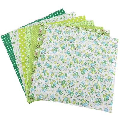 7 pièces 25*25cm Tissu Coton DIY Carrés Assortis Prédécoupés Kit Literie Quarters Bundle (vert)