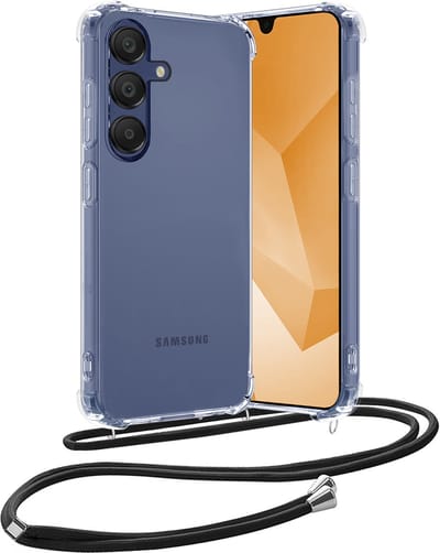Hoes - Geschikt voor Samsung Galaxy A16 - Met Koord - Shock Proof - Siliconen Case - Back Cover - Telefoonkoord - Telefoon Hoesje Shockproof - Telefoonketting - Transparant