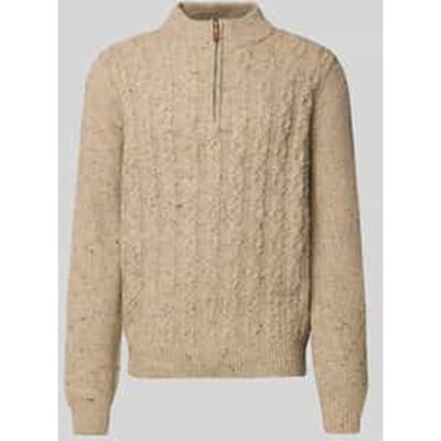 Fynch-Hatton Trui Troyer Zip Cable Knit Donegal Winter White / male