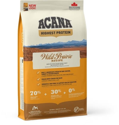 Acana Hondenvoer - Hoogste Eiwit Wild Prairie - Kip en Kalkoen, 11.4 kg, Graanvrij