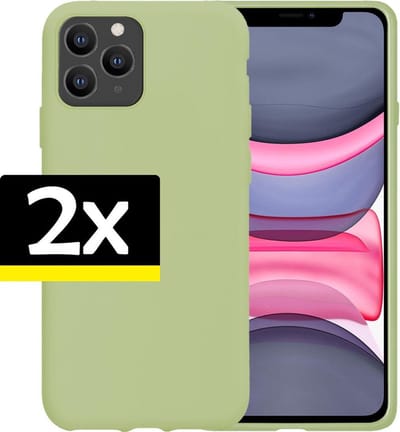 Hoesje - 2 Stuks - Geschikt voor Apple iPhone 11 Pro Max - Sterk & Shockproof - Case Siliconen - Back Cover - Telefoon Hoes - Telefoonhoesjes - Groen