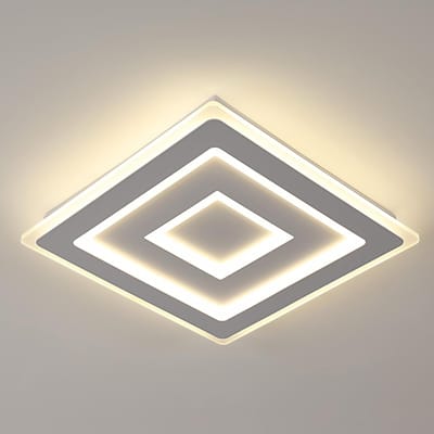 Haobosic - Moderne vierkante LED-plafondlamp, 52W, wit acryl plafondlamp voor binnen, geschikt voor slaapkamer, woonkamer, gang, natuurlijke lichttemperatuur 4500K, diameter 40 cm
