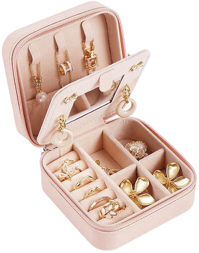 Dailygoods- Sieradendoosje Klein - Oorbelhouder - Juwelenkistje - Reis Sieradendoos - PU-leer - Verstelbare Scheidingswanden