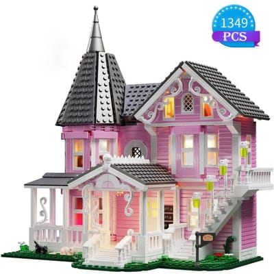 Coralines Bouwsteen Collectie Roze Paleis Model Appartement Ideeën Film Architectuur Speelgoed ontworpen voor Jongens en Meisjes Kerstcadeau 1349 Stuks bagged-A728 gray
