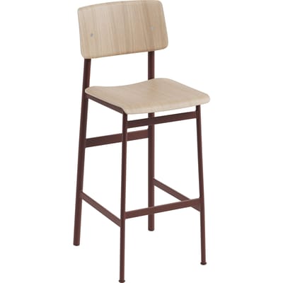 Muuto Loft Barkruk - eiken / dieprood - Zithoogte 75 cm