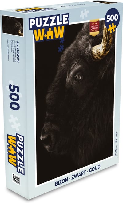 Puzzel Bizon - Zwart - Goud - Legpuzzel - Puzzel 500 stukjes