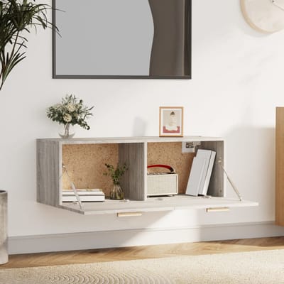 vidaXL - Wandkast - 100x36,5x35 - cm - bewerkt - hout - grijs - sonoma - eikenkleurig
