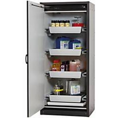 Veiligheidskast type 30 asecos Q-CLASSIC-30, scharnierende deur, links scharnier, voorste veiligheid geel, B 864 x D 620 x H 1947 mm