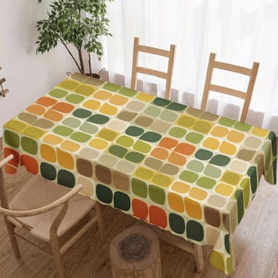 Nappe Rectangle Colorée Géométrique pour Décoration de Table Cuisine Salle à Manger Imperméable Réutilisable Nappe pour Table Intérieur Extérieur 100x160cm