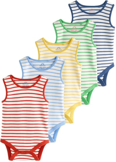 Next - Jongens - Set van 5 hemdje-babyrompertjes - Blauw