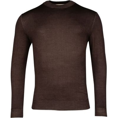 Thomas Maine Trui Turtleneck Single Knit Dye Wash Donker Bruin / male