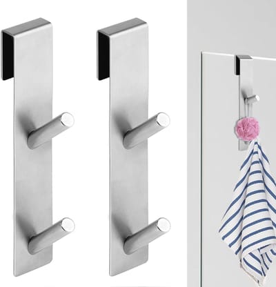 Dailygoods- Douchehaken Krasbestendig - Wanddouchehaken - Douchedeurhaken - Roestvrij Staal - Zonder Boren - Maximale Belastingscapaciteit 15 Pond - Wandhaken