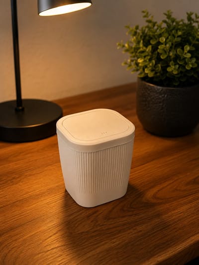 Bureau Prullenbak met Deksel – Compacte Mini Afvalbak 15 x 12,5 cm – PLA Plastic – 3D Geprint – Voor Bureau, Kantoor, Thuiswerkplek en Studeerkamer
