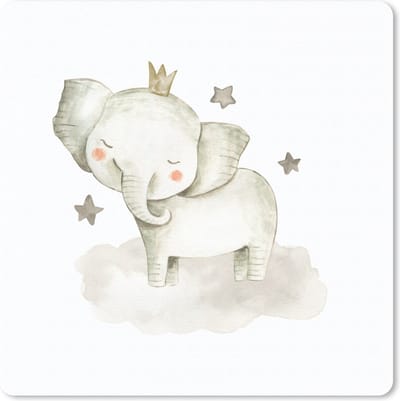 Muismat 20x20 cm - Mousepad Jungle - Olifant - Kroon - Muismatten