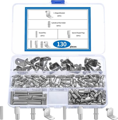 Famanu - Pak van 130 plankbeugels, 5 mm 6 mm plankbeugels voor kledingkastplanken, 4 stijlen metalen plankbeugels voor kasten, boekenkasten, kastbordbeugels, plankbeugels, plankbeugels