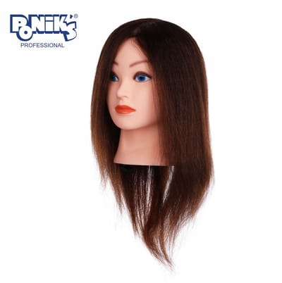 Poniks Kappershoofd - 100% Natuurlijke Haren - Hoofd om te Kammen 35cm