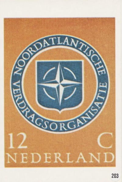 Briefkaart met afbeelding Navo embleem postzegel