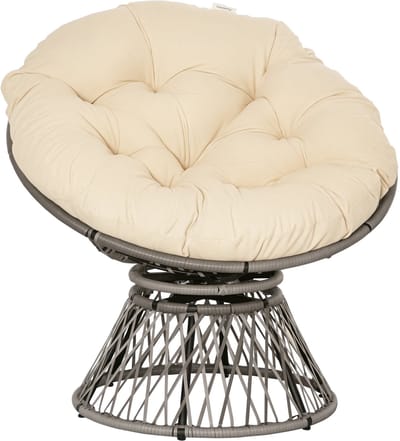Killogood Papasanstoel - mandstoel - zitkussen - kunstrotan - draaibaar - metalen frame - 87 x 97 x 90 cm - beige