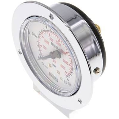 0..250 Bar Paneelmontage Manometer Staal/Messing 63 mm Klasse 2.5 (Voorflens) - MW025063SH-FP