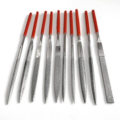 10-Piece Diamond File Set for Sharpening Orthopaedic Diamond Files with 4mm Diameter for Saw Chainsaws and Woodworking Tools
