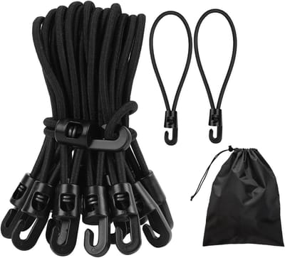 Set van 40 Elastische Bandjes met Haken, 10 cm Multifunctionele Tarp Spanners voor Zonzeilen, Tentbevestigingen en Buitenactiviteiten, Inclusief Opbergtas