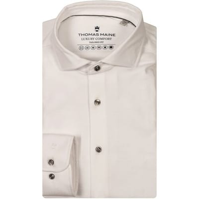 Thomas Maine Overhemd Roma Modern Kent Liquid Cotton Uni Color Wit / male