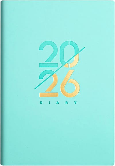 Agenda 2026 - Notitieboek - Agenda 2026 a5 - Notitieboek a5 - Notitieblok - Week- en maandplanner 2026- Met leren omslag - Gelamineerde tabbladen - Voor professioneel en persoonlijk tijdmanagement - Cyaan