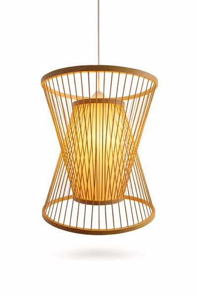 Hanglamp bamboe – Japandi – Ø30x35 cm – conisch design – naturel – E27 – inclusief pendel
