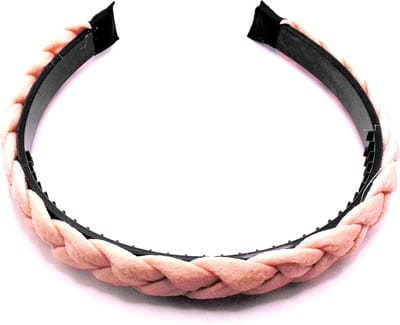 Diadeem gevlochten zalmkleur glitter