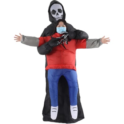 Costume Gonflable de Fantôme Noir Effrayant Adulte Fête d'Halloween Drôle Imperméable Costume de Cosplay Accessoires black