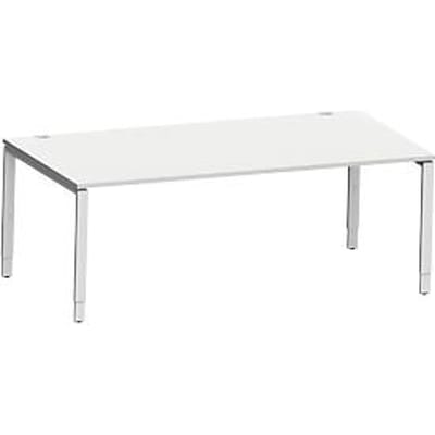 Schäfer Shop Genius bureau Modena Flex, rechthoekig, 4-poots buis, B 2000 x D 1000 x H 650-850 mm, lichtgrijs/wit aluminium