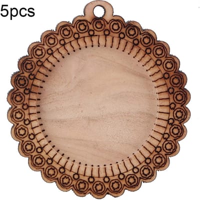 5PCS koord blank houten hanger ketting basis lade sleutelhanger ronde cabochon instelling beige
