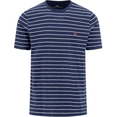 Fynch-Hatton T-Shirt Slub Stripe Crew Neck Marine / male