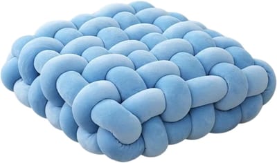 Handgemaakt Knoopkussen – Vierkant Pluche Kussen, Scandinavische / Nordic Stijl, Zacht en Huidvriendelijk, Voor Bureaustoel, Bank, Sofa, Kantoor en Thuis - Blauw