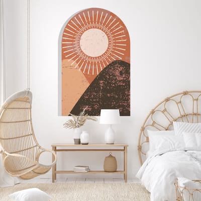 Vooraf gelijmd vliesbehang met gigantische muurschilderingen - SUNNY MOUNTAINS ARCH - 135x90cm