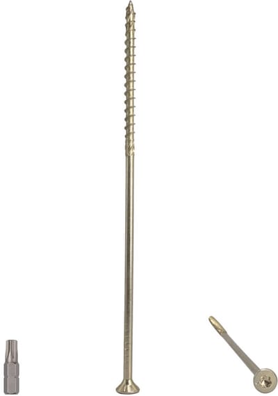 (Pack van 60 stuks) Universeel geel verzinkt staal 6,0 x 200 mm houtschroeven, Torx-kop, verzonken kop, spaanplaatschroeven (60, 6,0 x 200 mm)