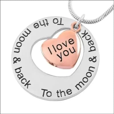 Aramat Jewels | Gedenkhangers | Ashanger I Love You To The Moon – 3,5cm 316L Staal Zilver & Rosé | | | |25mm | Staal | Volwassenen | Verkleurd niet