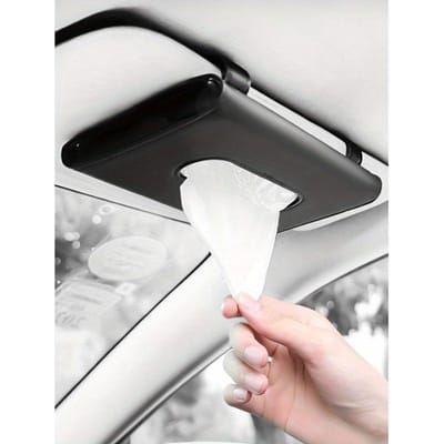 1 pièce PU Boîte à mouchoirs pare-soleil de voiture one-size noir