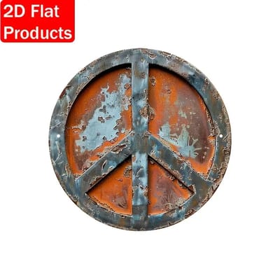 MGM Trading - 1 stuk Verweerde Metalen Decoratieve Vredesvlag - 20.32cm Vintage Rustieke Ronde Wandplaat voor Veranda, Terras, Slaapkamer - Verweerde Hangende Kunst met Voorgeboorde Gaten voor Gemakkelijke Bevestiging - Multifunctionele Decoratie