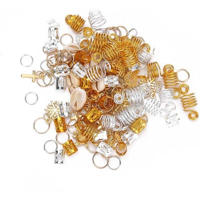Lot de 120 anneaux de tresses pour cheveux, accessoires de décoration pour cheveux beige